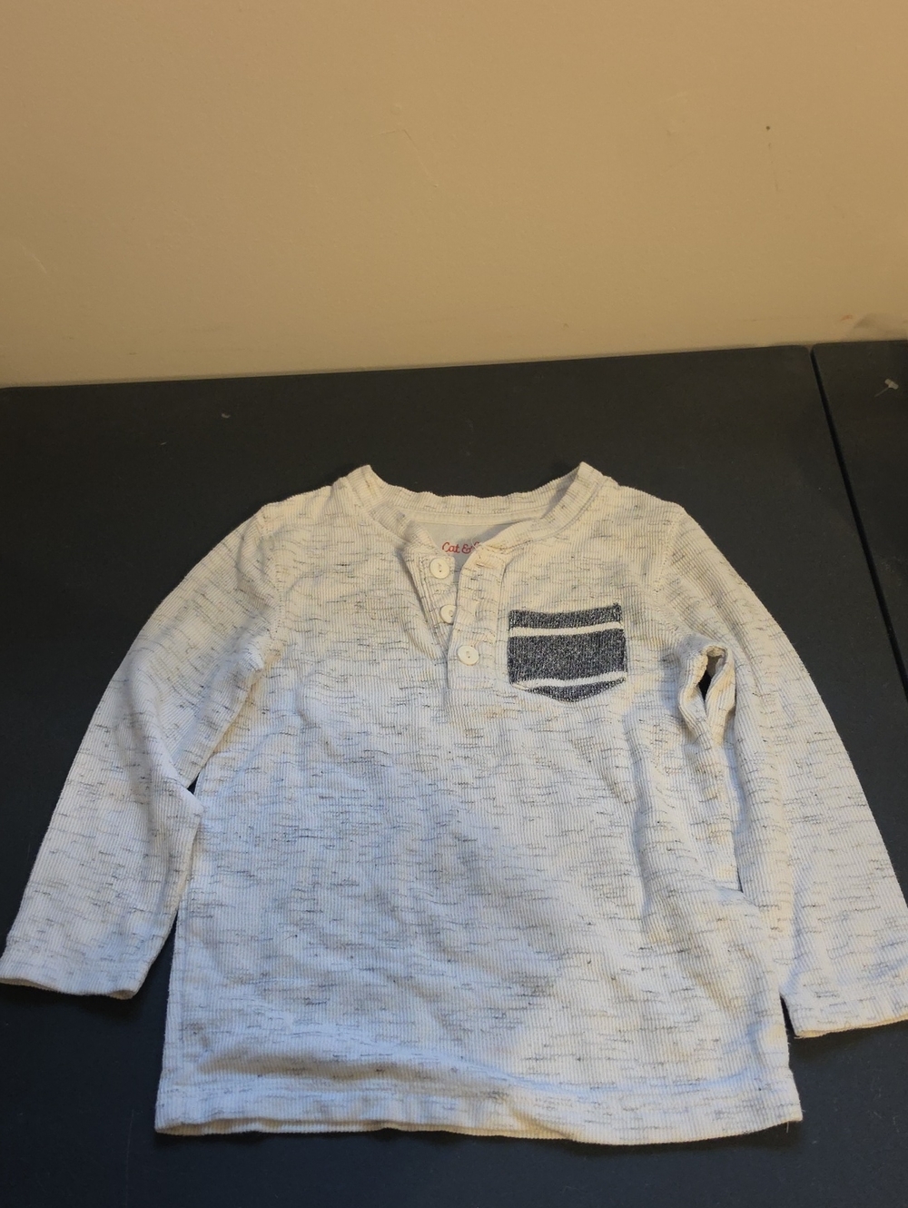 Cat & Jack Boys White And Black Waffle Knit T Shirt EUC